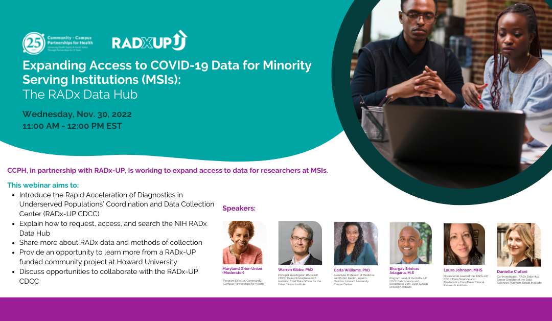 Expanding Access to COVID-19 Data for Minority Serving Institutions (MSIs):  The RADx Data Hub