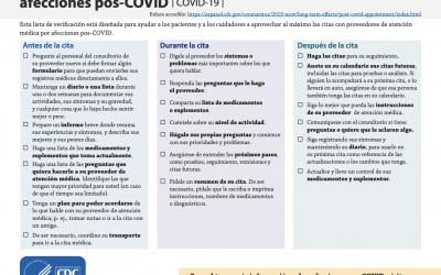 Lista de verificación para las citas de atención médica por afecciones pos-COVID