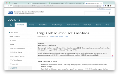 Long COVID or Post-COVID Condition from the CDC