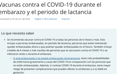 Vacunas contra el COVID-19 durante el embarazo y el periodo de lactancia