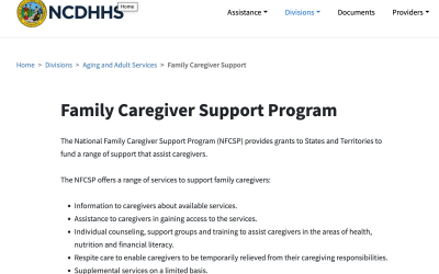 NC DHHS – Overview of the National Family Caregiver Support Resources