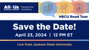 Save the Date banner image for Jackson State University All of Us event